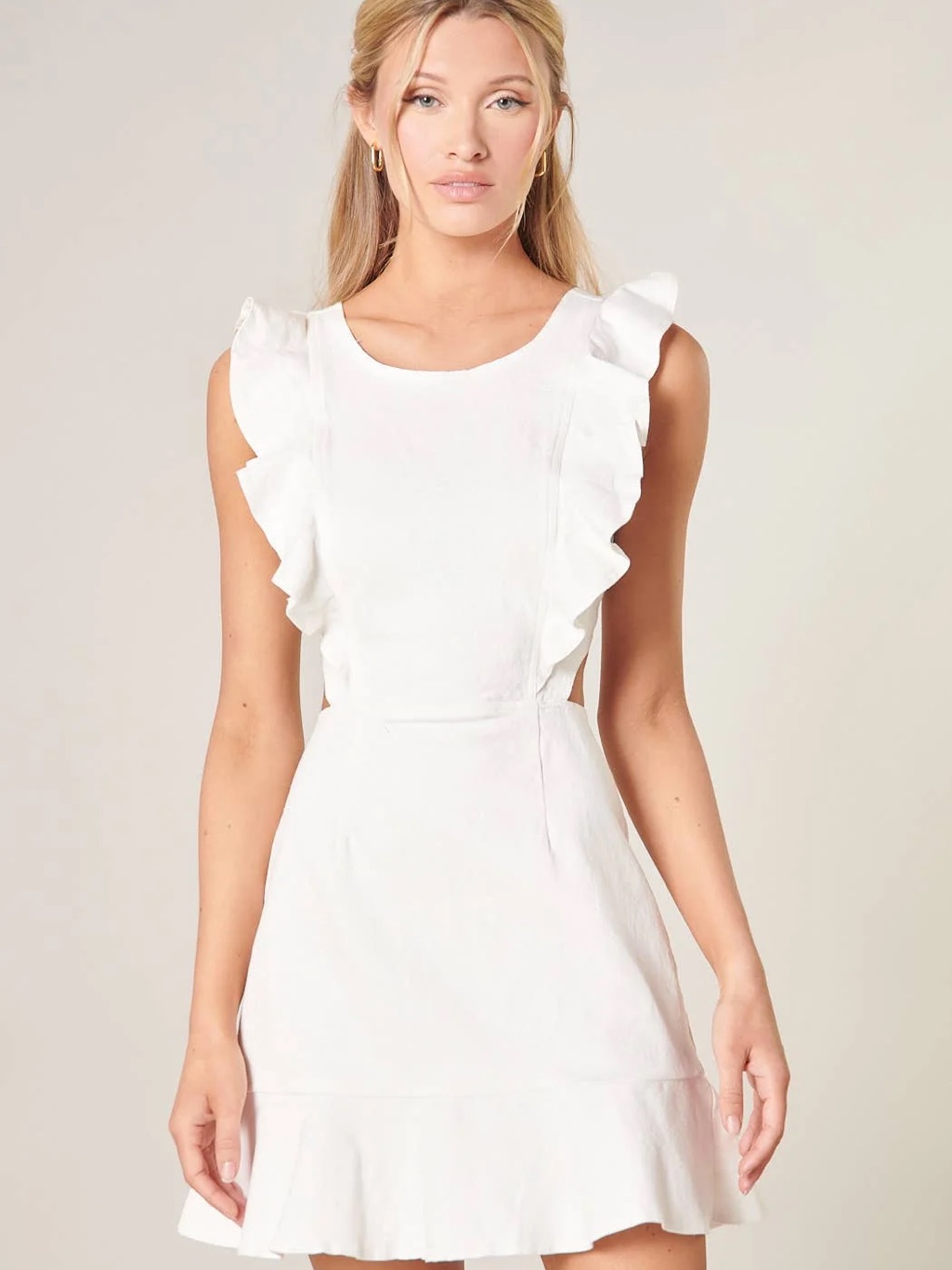 Sugarlips White Ruffle Mini Dress